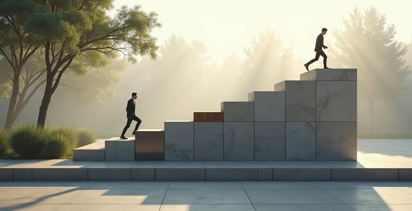 Representación visual de las cinco etapas de conciencia del cliente desde la inconsciencia hasta la decisión de compra