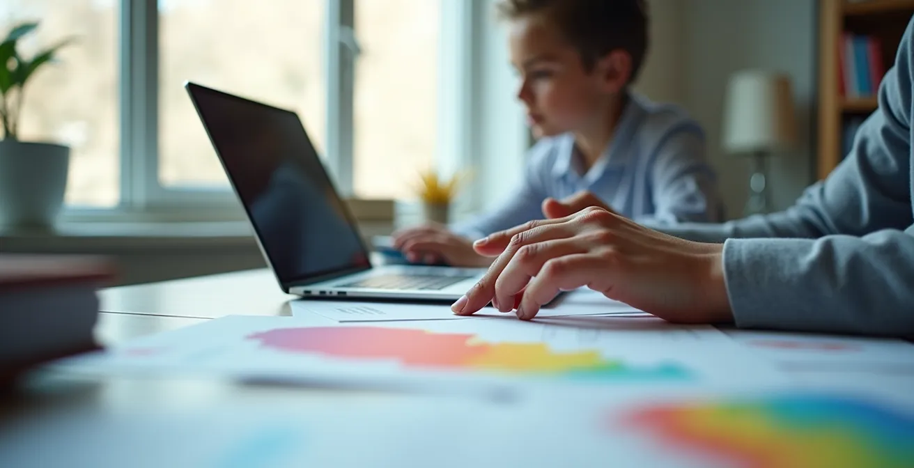 Vista aérea de persona navegando en tablet con patrones de scroll visibles