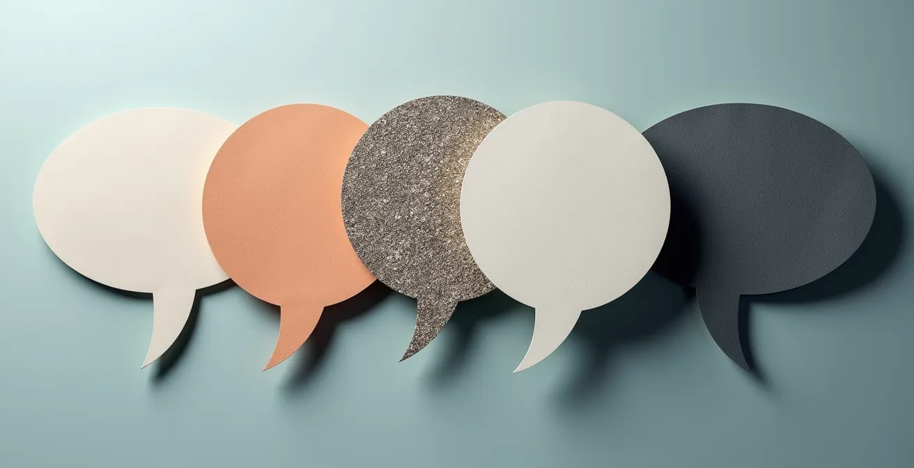 Diagrama visual mostrando diferentes tonos de voz de marca en contextos variados