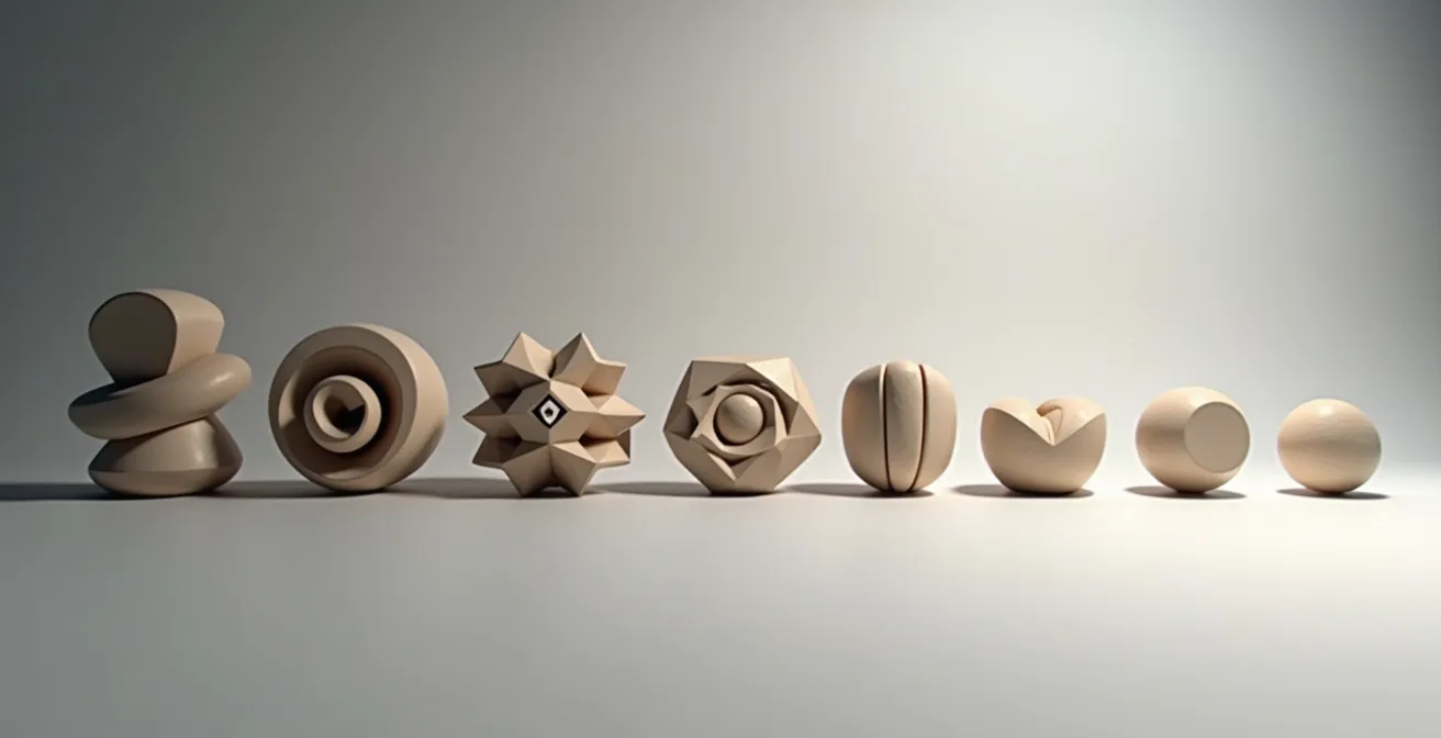 Representación visual de un sistema de logotipos mostrando diferentes versiones desde complejo hasta icono simplificado